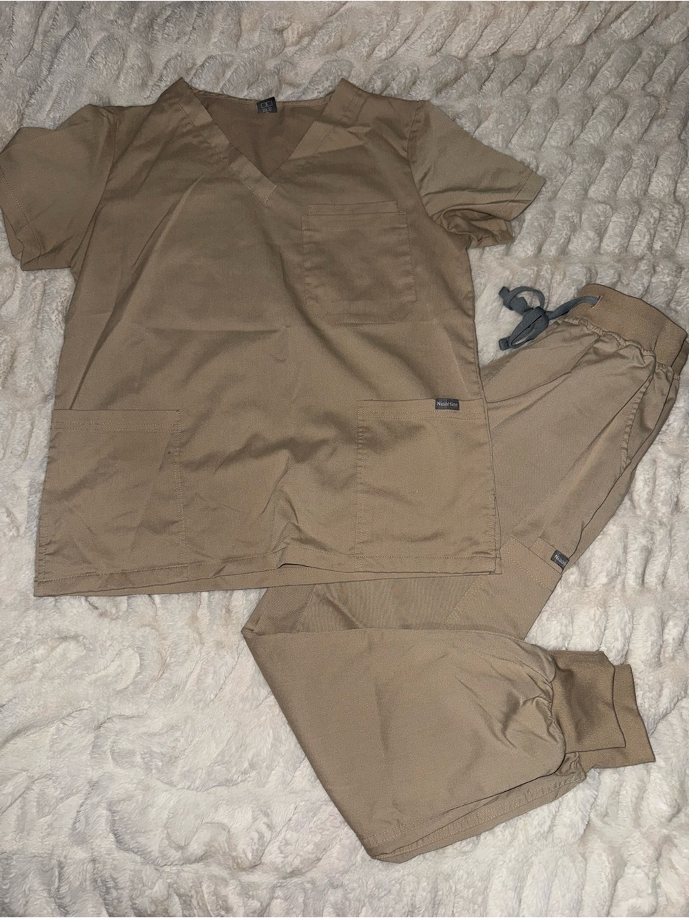 Classic Tan Scrub Top and Jogger Set